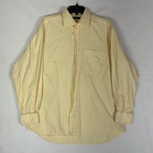 Bernini‎ Mens Dress Shirt 16.5-42 Yellow Button Up Long Sleeve Made Italy